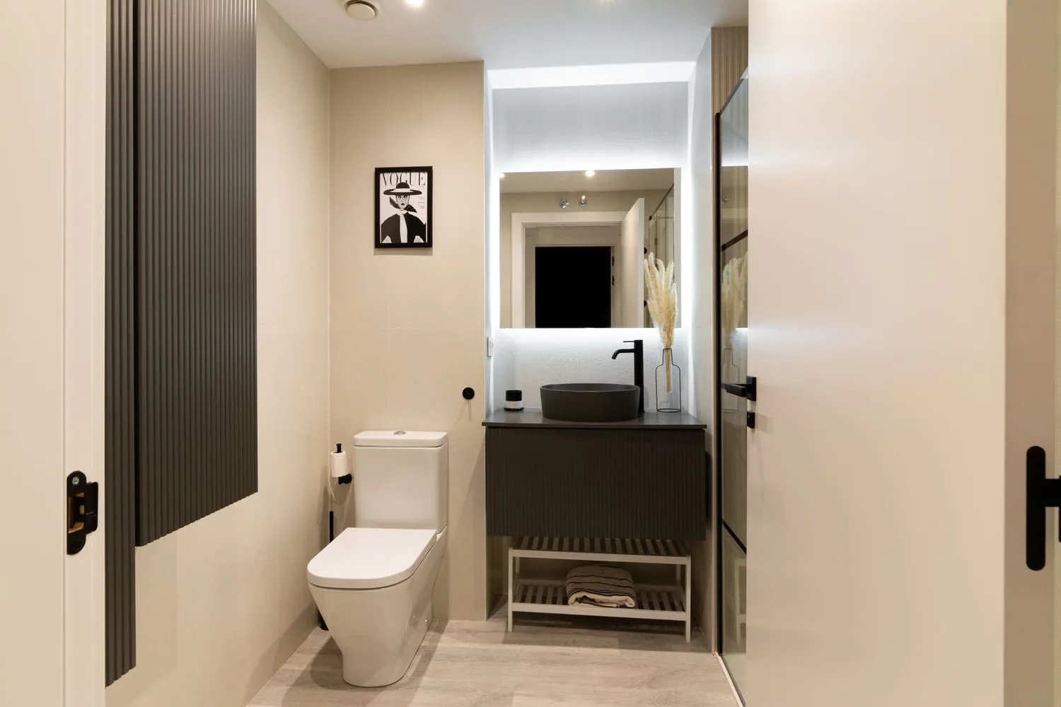 BAÑO NATURAL LINE BARI NEGRO CENIZA