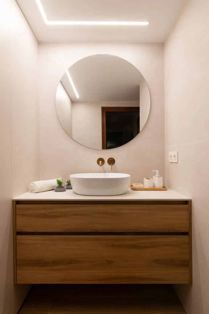 baño con griferia cobre grb